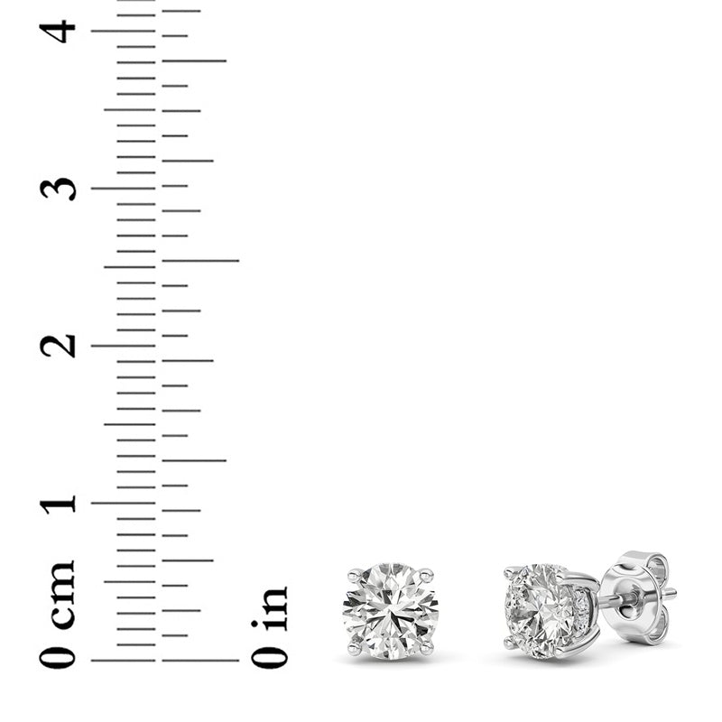 2CTW Round Shaped Lab Grown Diamond (F/VS) Hidden Halo Stud Earrings in 14K Gold