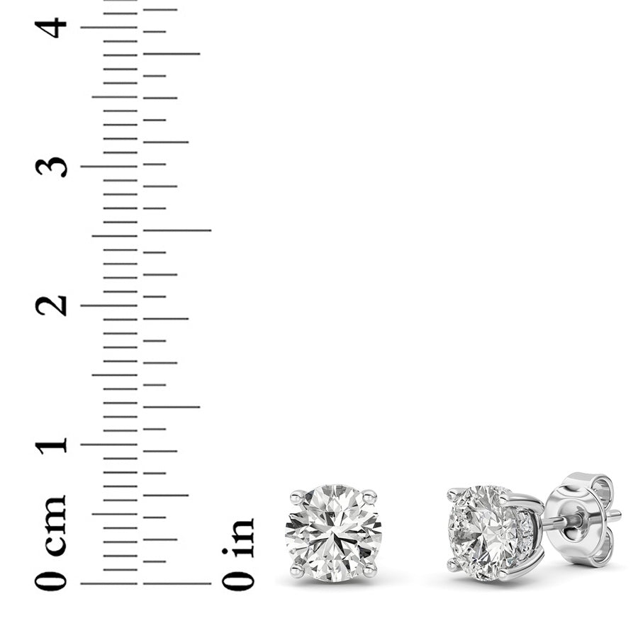 3CTW Round Shaped Lab Grown Diamond (F/VS) Hidden Halo Stud Earrings in 14K Gold