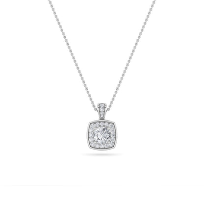 0.75CTW Round Shaped Lab Grown Diamond (F/VS) Halo Pendant in 14K Gold