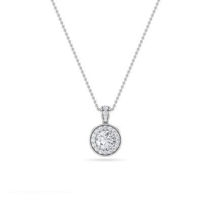 1.25CTW Round Shaped Lab Grown Diamond (F/VS) Halo Pendant in 14K Gold