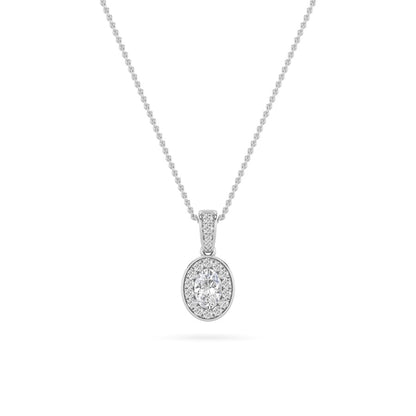 1.25CTW Oval Shaped Lab Grown Diamond (F/VS) Halo Pendant in 14K Gold