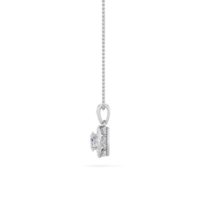 1.25CTW Oval Shaped Lab Grown Diamond (F/VS) Halo Pendant in 14K Gold