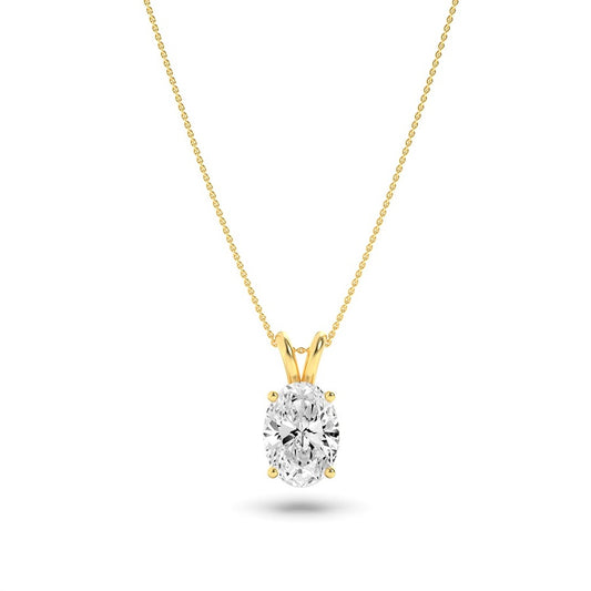 1CTW Oval Shaped Lab Grown Diamond (F/VS) Split Bale Solitaire Pendant in 14K Gold