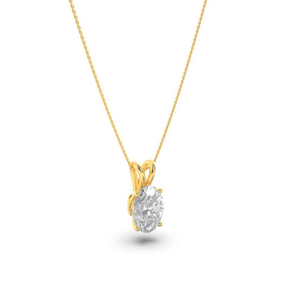1CTW Oval Shaped Lab Grown Diamond (F/VS) Split Bale Solitaire Pendant in 14K Gold