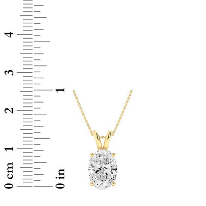 1CTW Oval Shaped Lab Grown Diamond (F/VS) Split Bale Solitaire Pendant in 14K Gold