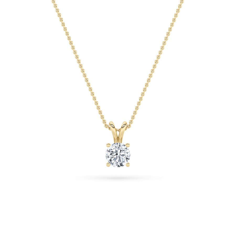 1CTW Round Shaped Lab Grown Diamond (F/VS) Split Bale Solitaire Pendant in 14K Gold
