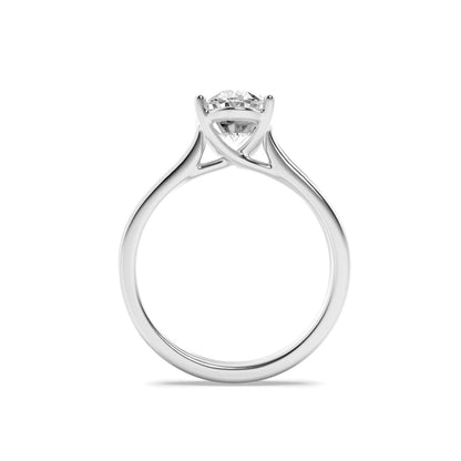 2CTW Oval Shaped Lab Grown Diamond (F/VS) Plain Cathedral Trellis Shank Solitaire Engagement Ring in 14K Gold