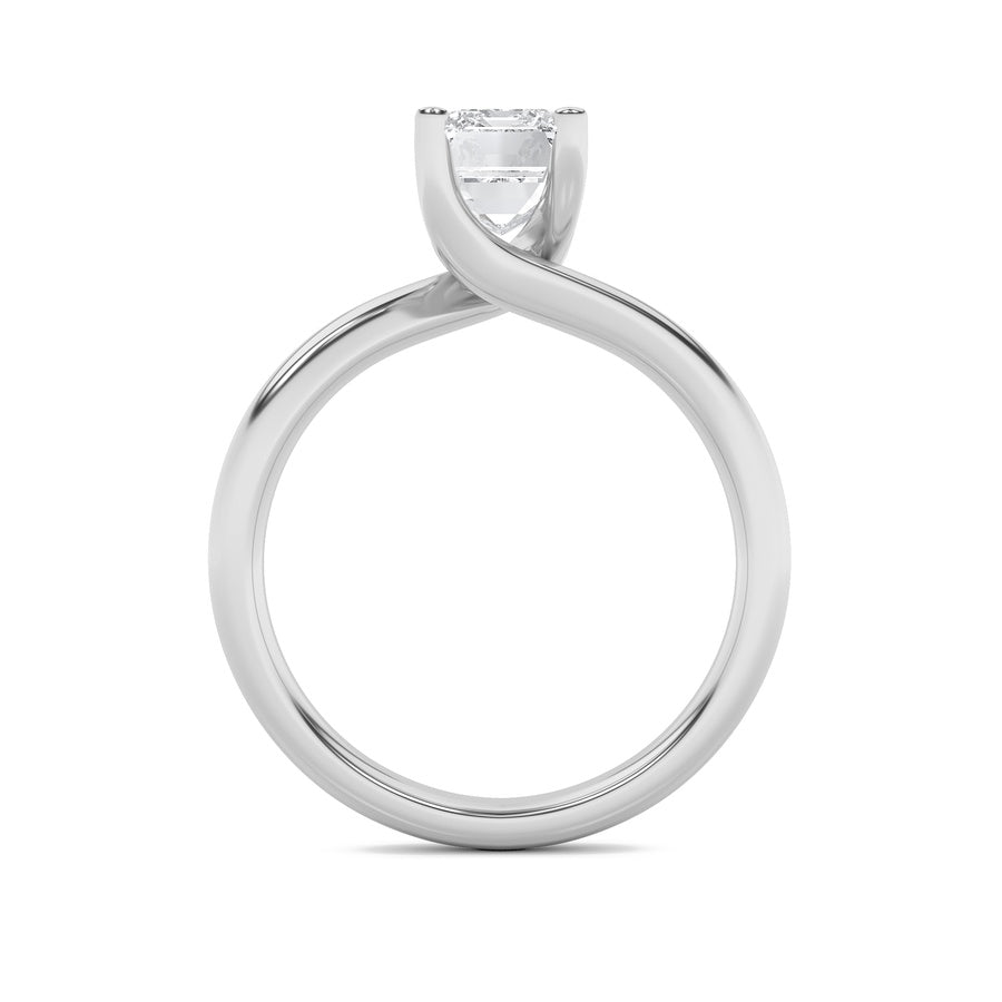 2CTW Emerald Shaped Lab Grown Diamond (F/VS) Bypass Shank Engagement Ring in 14K Gold