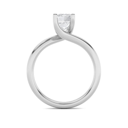 2CTW Emerald Shaped Lab Grown Diamond (F/VS) Bypass Shank Engagement Ring in 14K Gold
