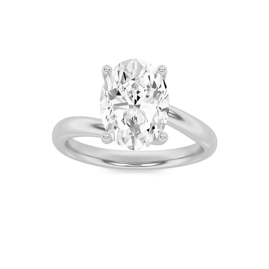 2CTW Oval Shaped Lab Grown Diamond (F/VS) Bypass Shank Engagement Ring in 14K Gold