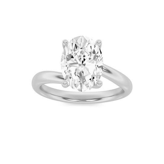 2CTW Oval Shaped Lab Grown Diamond (F/VS) Bypass Shank Engagement Ring in 14K Gold