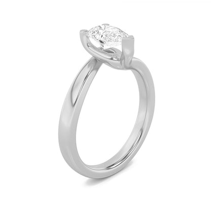 1CTW Pear Shaped Lab Grown Diamond (F/VS) Bypass Shank Engagement Ring in 14K Gold