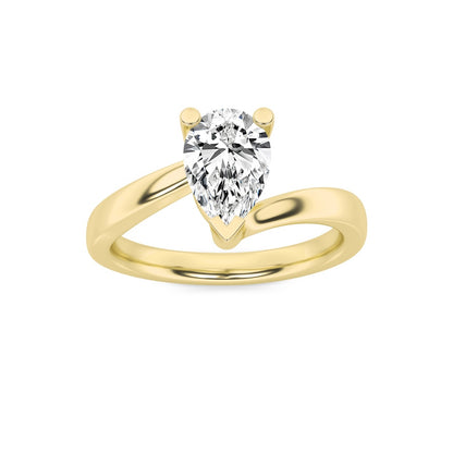 1CTW Pear Shaped Lab Grown Diamond (F/VS) Bypass Shank Engagement Ring in 14K Gold