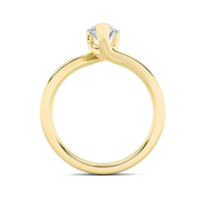 1CTW Pear Shaped Lab Grown Diamond (F/VS) Bypass Shank Engagement Ring in 14K Gold