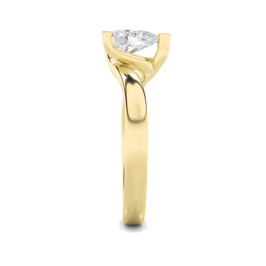 1CTW Pear Shaped Lab Grown Diamond (F/VS) Bypass Shank Engagement Ring in 14K Gold