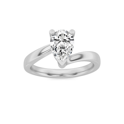 2CTW Pear Shaped Lab Grown Diamond (F/VS) Bypass Shank Engagement Ring in 14K Gold