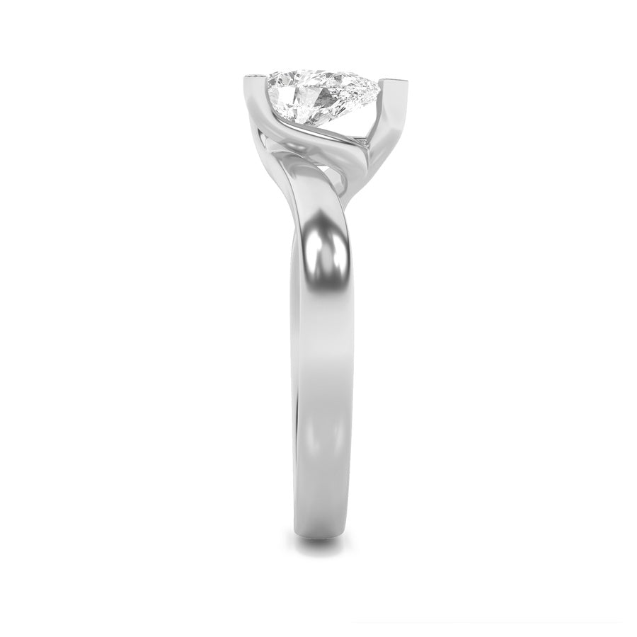 2CTW Pear Shaped Lab Grown Diamond (F/VS) Bypass Shank Engagement Ring in 14K Gold