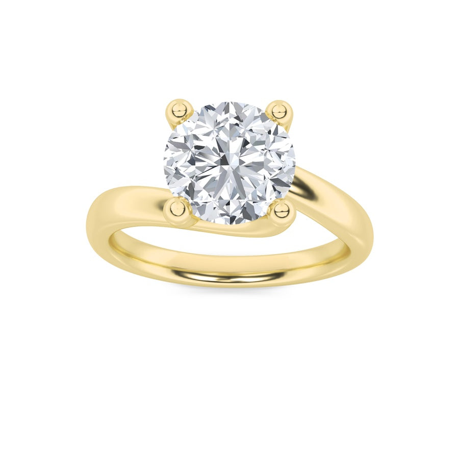 2CTW Round Shaped Lab Grown Diamond (F/VS) Bypass Shank Engagement Ring in 14K Gold
