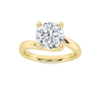 2CTW Round Shaped Lab Grown Diamond (F/VS) Bypass Shank Engagement Ring in 14K Gold