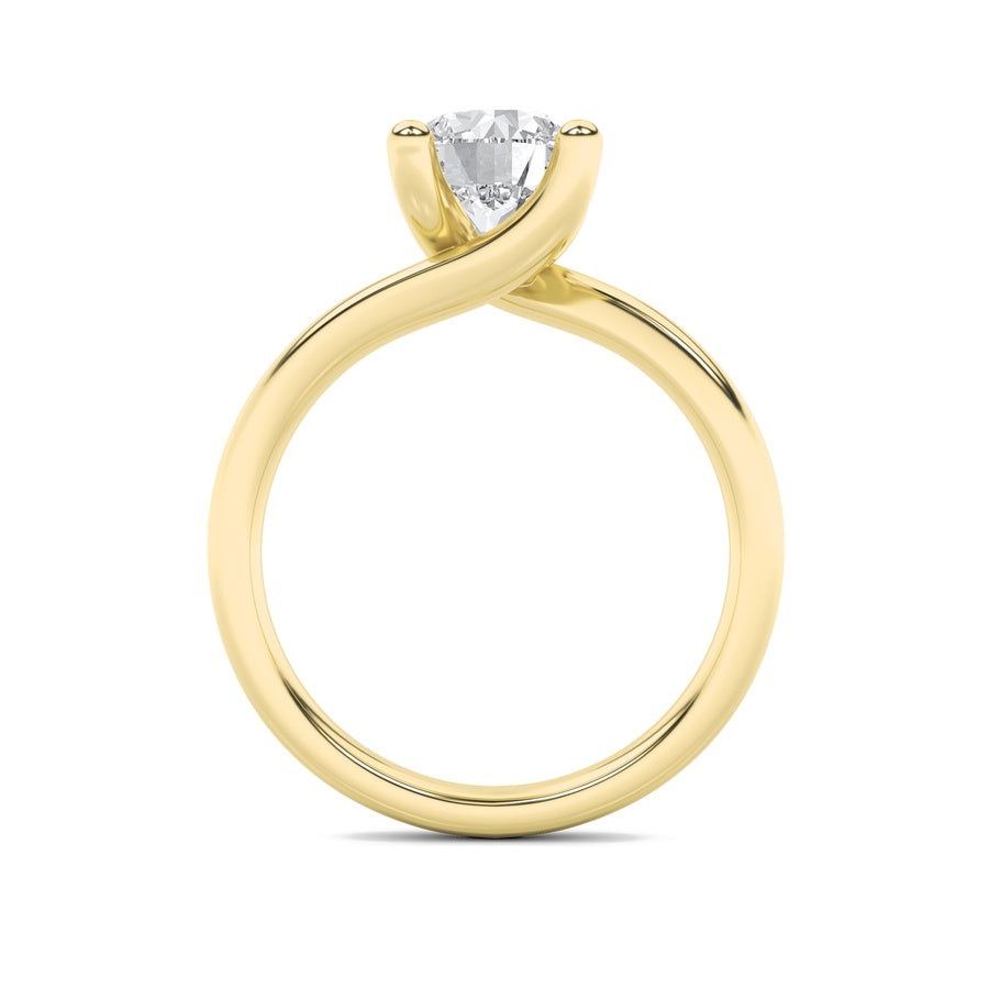 2CTW Round Shaped Lab Grown Diamond (F/VS) Bypass Shank Engagement Ring in 14K Gold