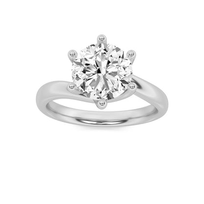 2CTW Round Shaped Lab Grown Diamond (F/VS) Bypass Shank Engagement Ring in 14K Gold