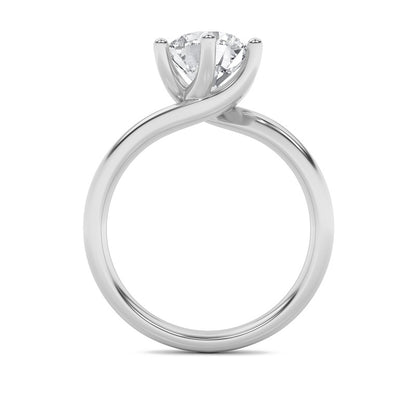 2CTW Round Shaped Lab Grown Diamond (F/VS) Bypass Shank Engagement Ring in 14K Gold