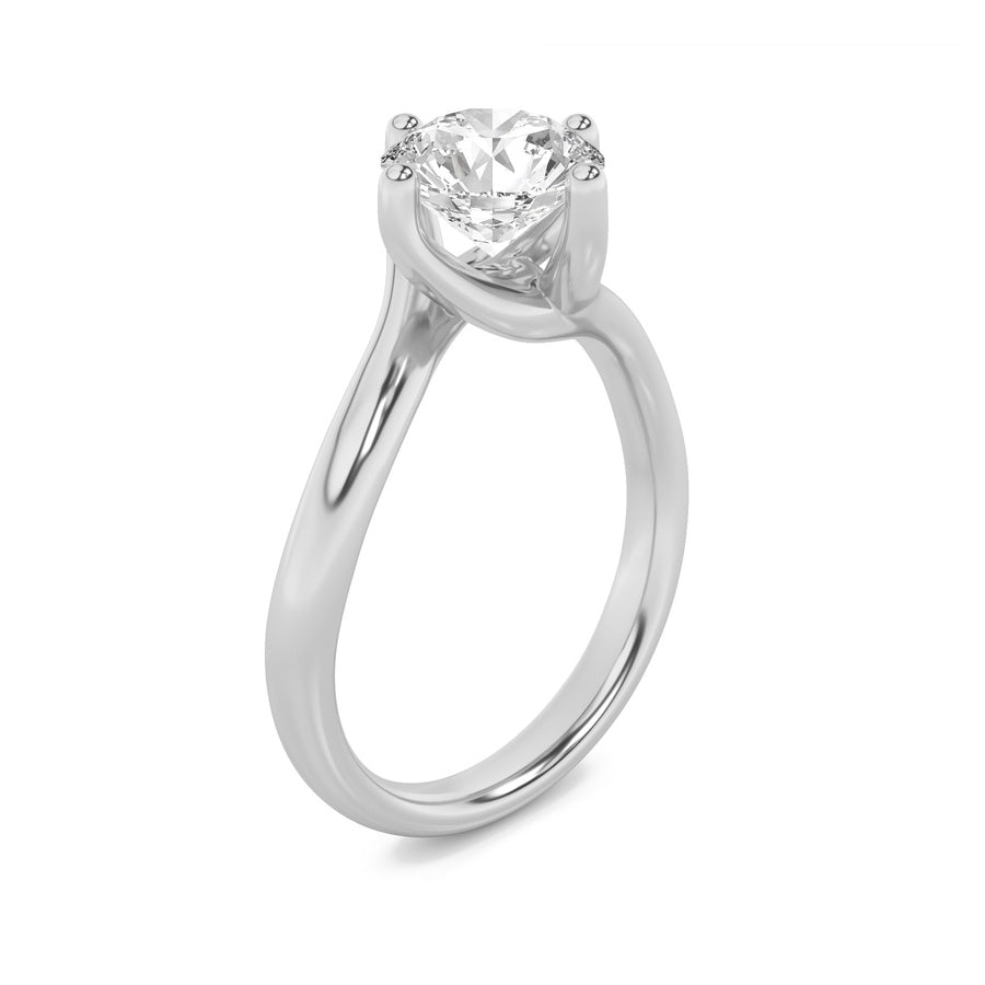 2CTW Round Shaped Lab Grown Diamond (F/VS) Bypass Shank Engagement Ring in 14K Gold