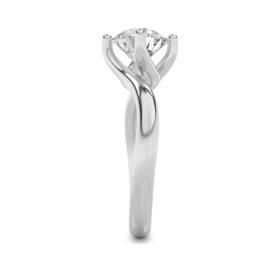 2CTW Round Shaped Lab Grown Diamond (F/VS) Bypass Shank Engagement Ring in 14K Gold