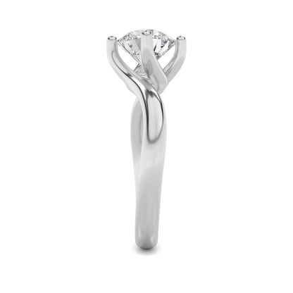 2CTW Round Shaped Lab Grown Diamond (F/VS) Bypass Shank Engagement Ring in 14K Gold