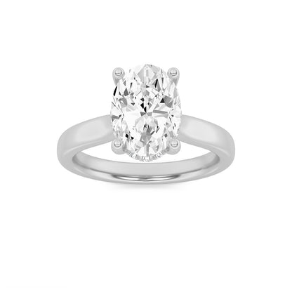 1.5CTW Oval Shaped Lab Grown Diamond (F/VS) Hidden Halo Cathedral Shank Engagement Ring in 14K Gold