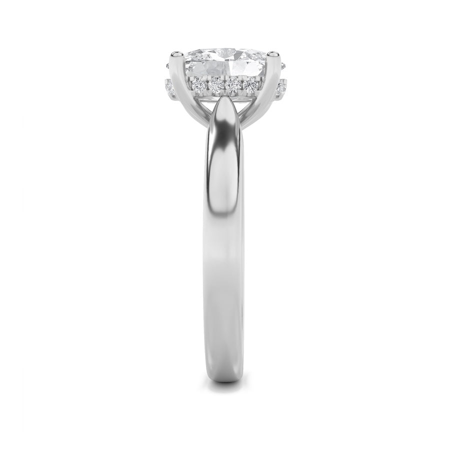 1.5CTW Oval Shaped Lab Grown Diamond (F/VS) Hidden Halo Cathedral Shank Engagement Ring in 14K Gold
