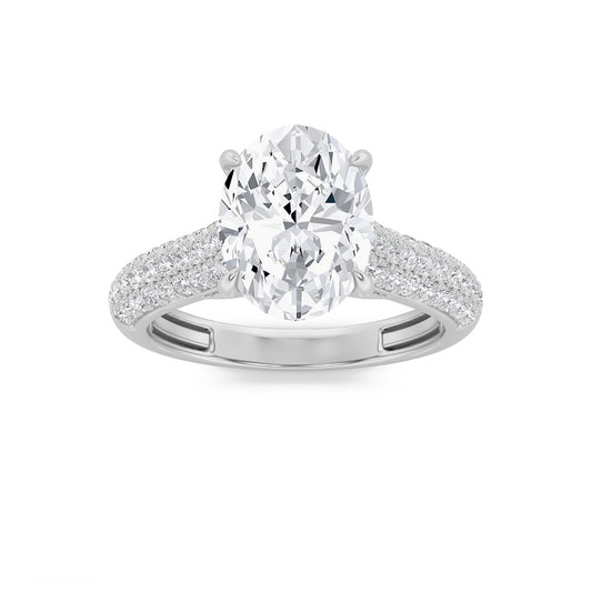 1.5CTW Oval Shaped Lab Grown Diamond (F/VS) Hidden Halo Accented Engagement Ring in 14K Gold