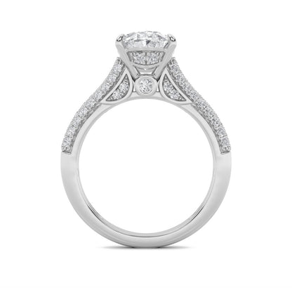 1.5CTW Oval Shaped Lab Grown Diamond (F/VS) Hidden Halo Accented Engagement Ring in 14K Gold