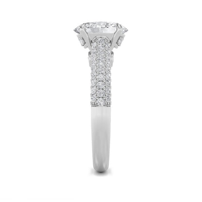 1.5CTW Oval Shaped Lab Grown Diamond (F/VS) Hidden Halo Accented Engagement Ring in 14K Gold