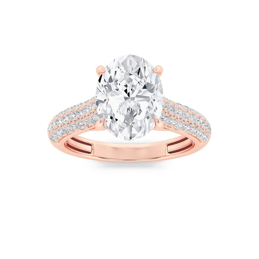 2.5CTW Oval Shaped Lab Grown Diamond (F/VS) Hidden Halo Accented Engagement Ring in 14K Gold