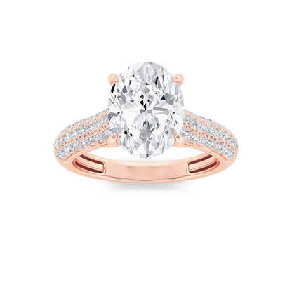 2.5CTW Oval Shaped Lab Grown Diamond (F/VS) Hidden Halo Accented Engagement Ring in 14K Gold