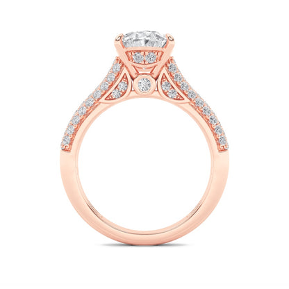 2.5CTW Oval Shaped Lab Grown Diamond (F/VS) Hidden Halo Accented Engagement Ring in 14K Gold