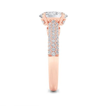 2.5CTW Oval Shaped Lab Grown Diamond (F/VS) Hidden Halo Accented Engagement Ring in 14K Gold