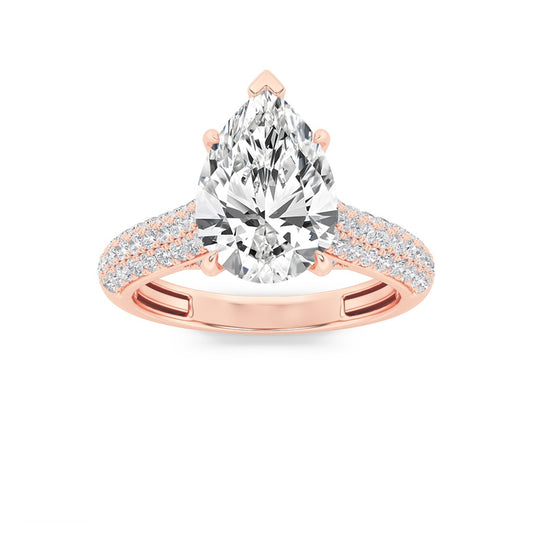 1.5CTW Pear Shaped Lab Grown Diamond (F/VS) Hidden Halo Accented Engagement Ring in 14K Gold