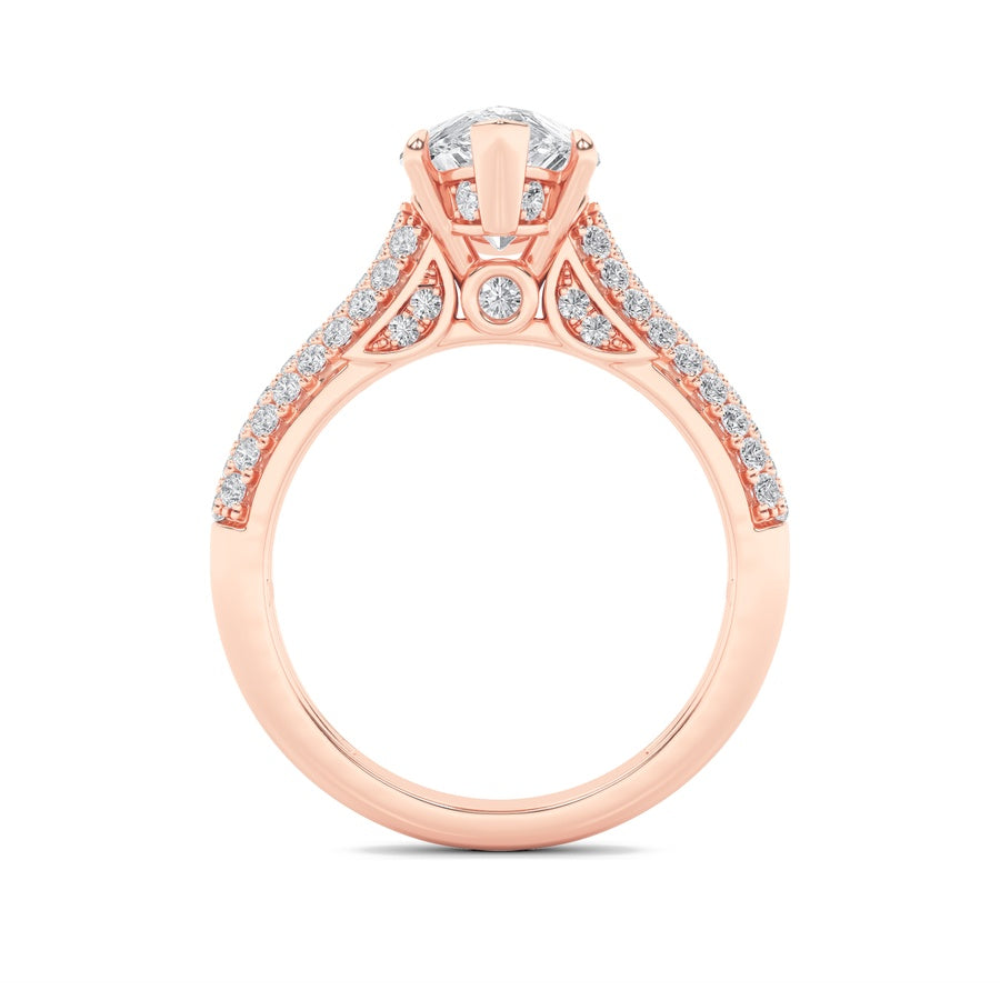 1.5CTW Pear Shaped Lab Grown Diamond (F/VS) Hidden Halo Accented Engagement Ring in 14K Gold