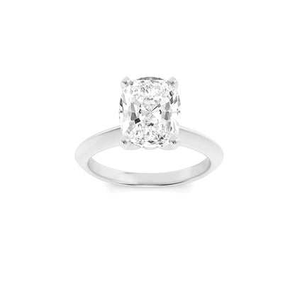 2.5CTW Elongated Cushion Shaped Lab Grown Diamond (F/VS) Knife Edge Shank Solitaire Engagement Ring in 14K Gold