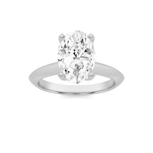 1CTW Oval Shaped Lab Grown Diamond (F/VS) Knife Edge Shank Solitaire Engagement Ring in 14K Gold