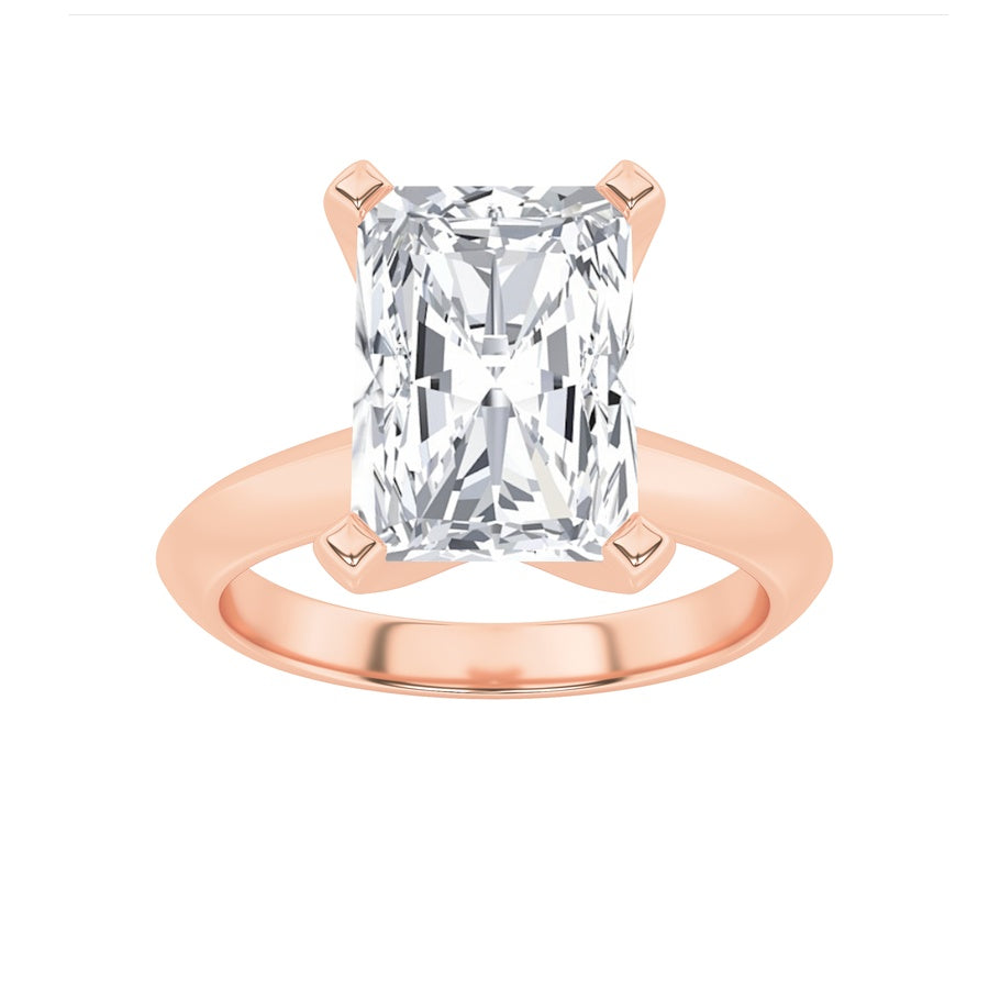 2CTW Radiant Shaped Lab Grown Diamond (F/VS) Knife Edge Shank Solitaire Engagement Ring in 14K Gold