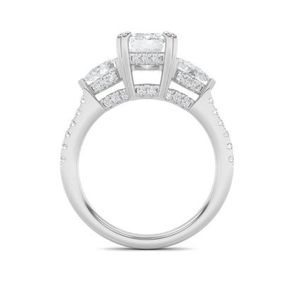 3CTW Emerald Shaped Lab Grown Diamond (G/VS) Ring in 14K White Gold