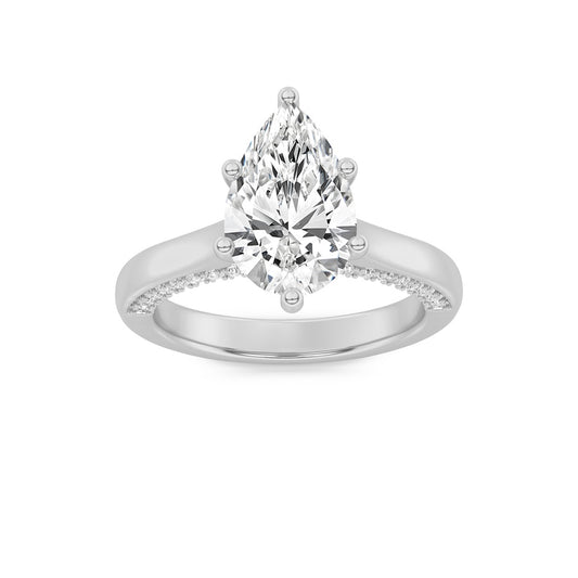 1.25CTW Pear Shaped Lab Grown Diamond (F/VS) Tulip Motif Accented Engagement Ring in 14K Gold
