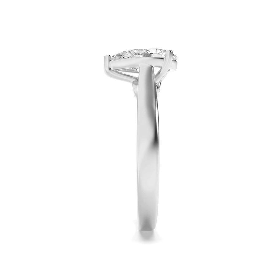 2CTW Pear Shaped Lab Grown Diamond (F/VS) Accented Bridge Shank Engagement Ring in 14K Gold