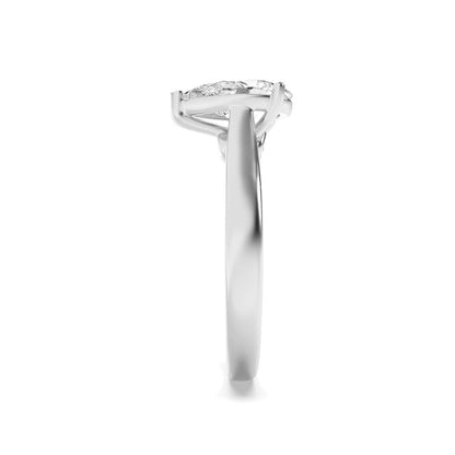 2CTW Pear Shaped Lab Grown Diamond (F/VS) Accented Bridge Shank Engagement Ring in 14K Gold