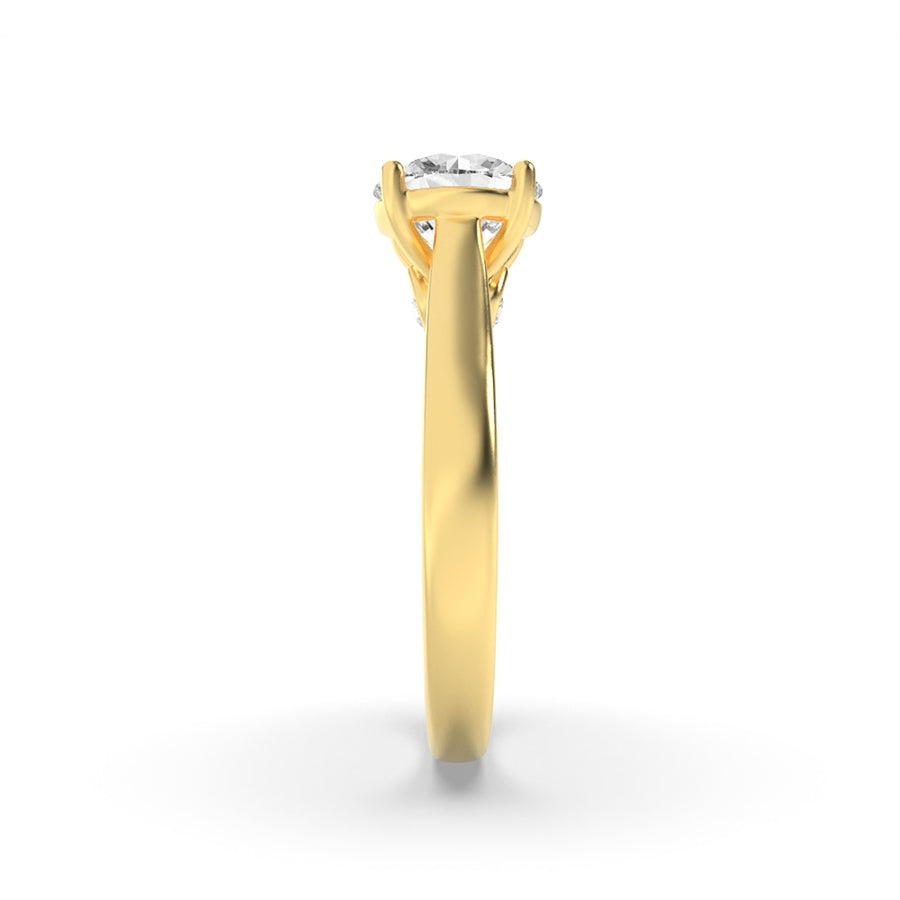 2CTW Round Shaped Lab Grown Diamond (F/VS) Accented Bridge Shank Engagement Ring in 14K Gold