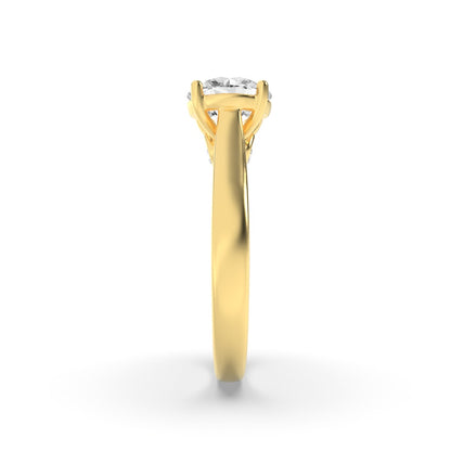 2CTW Round Shaped Lab Grown Diamond (F/VS) Accented Bridge Shank Engagement Ring in 14K Gold