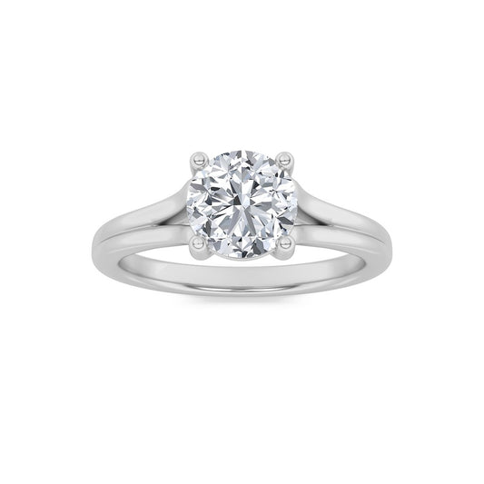 2CTW Round Shaped Lab Grown Diamond (F/VS) Split Shank Solitaire Engagement Ring in 14K Gold
